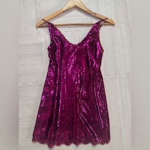 Free People Magenta Sequin Mini Dress